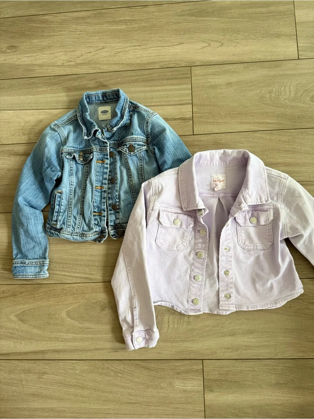 Girls Light Wash Denim Jacket & Lilac Denim Jacket Duo